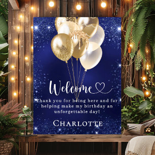 Blaue Goldballons zum Geburtstag Poster