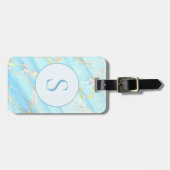 Blaue goldbedruckte Marmormuster - kundenspezifisc Gepäckanhänger (Vorderseite horizontal)