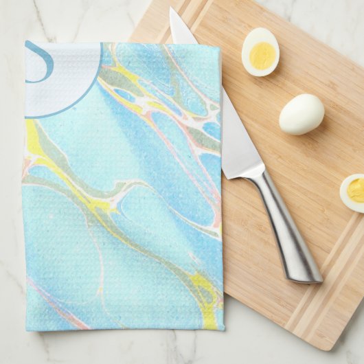 Blaue goldbedruckte Marmormuster - kundenspezifisc Geschirrtuch (Viertel Falte)