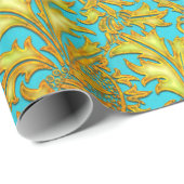 Blaue Golddistel Geschenkpapier (Rolleneckpunkt)