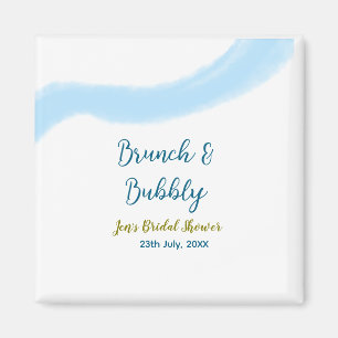 Blaue goldene Aquarell-Blasen- und Brunch-Braut-Sh Magnet
