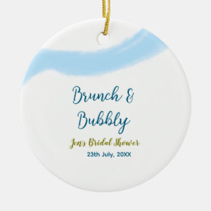 Blaue goldene Aquarell-Blubber- und Brunch-Braut-S Keramik Ornament