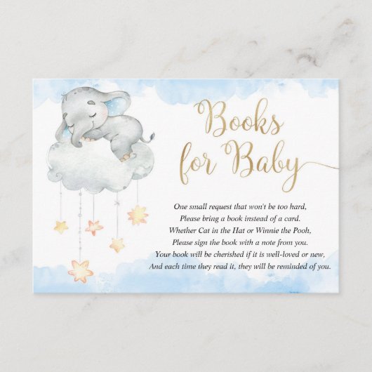 Blaue goldene Babybücher für Babys Begleitkarte (Vorderseite)