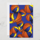 Blaue goldene Basketball Kinder zum Geburtstag Einladung (Rückseite)