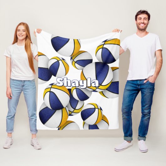 Blaue goldene Basketballmannschaft Farben Sportdek Fleecedecke (Beispiel)