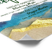 Blaue goldene Berge Hochzeit Signature Drink Menü Poster (Ecke)