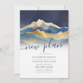 Blaue goldene Berge Hochzeit verschoben Save The Date (Vorderseite)