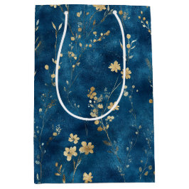 Blaue Goldene Blumen Brautparty Mittlere Geschenktüte