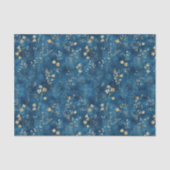 Blaue Goldene Blumen Brautparty Seidenpapier (Vorderseite)