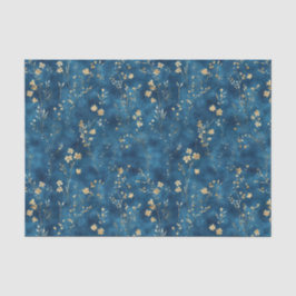 Blaue Goldene Blumen Brautparty Seidenpapier