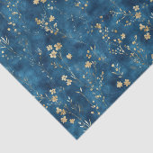 Blaue Goldene Blumen Brautparty Seidenpapier (Ausschnitt)