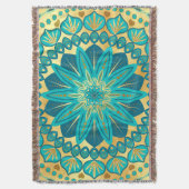 Blaue Goldene Blumenmandala Decke (Vorderseite Vertikal)