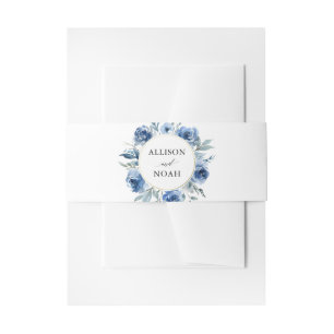 Blaue goldene Blütenfarbe Moderne Hochzeit Einladungsbanderole