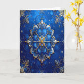 Blaue Goldene Dekorative Feiertagskarte Karte (Gelbe Blume)