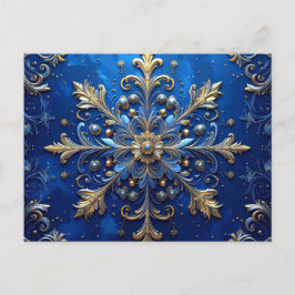 Blaue Goldene Dekorative Feiertagspostkarte Postkarte