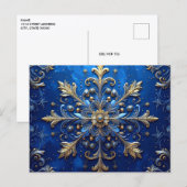 Blaue Goldene Dekorative Feiertagspostkarte Postkarte (Vorne/Hinten)