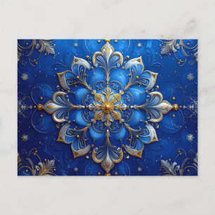 Blaue Goldene Dekorative Feiertagspostkarte Postkarte