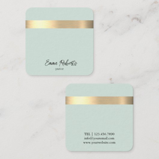 Blaue goldene Foil Rustikale Imitate Jesus Christu Quadratische Visitenkarte (Vorne/Hinten)