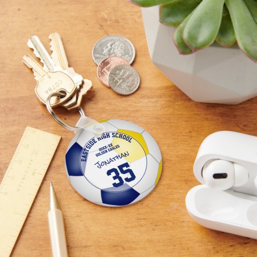 Blaue goldene Fußballmannschaft Kinder Sportgesche Schlüsselanhänger (Schreibtisch)