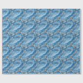 Blaue & Goldene Geode Geschenkpapier (Flach)