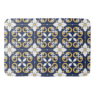 Blaue goldene geometrische dekorative marokkanisch badematte