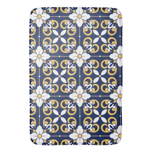 Blaue goldene geometrische dekorative marokkanisch badematte (Vorderseite Vertikal)