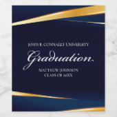 Blaue goldene geometrische formale Graduierungspar Weinetikett (Einzelnes Label)