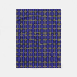 Blaue Goldene Geometrische Gitter-Fleece-Decke Fleecedecke