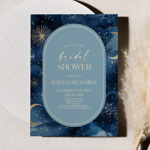 Blaue Goldene Himmels Sterne Hochzeitsdusche Einladung