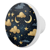 Blaue goldene Himmelsmornsterne Keramikknauf (Rechts)