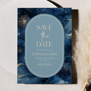 Blaue Goldene Himmlische Elegante Sternenhimmel-Ho Save The Date