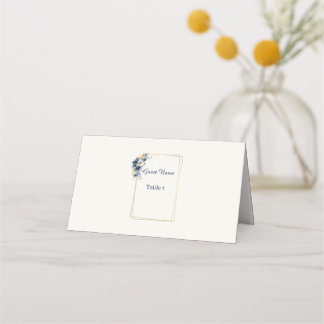 Blaue Goldene Hochzeitsplatzkarte Platzkarte