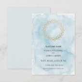 Blaue Goldene Kranz Hochzeit Save The Date (Vorne/Hinten)