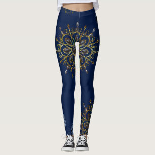 blaue goldene lange Leggings