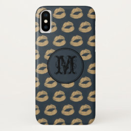 Blaue goldene Lippen Gothic Personalisiert Monogra Case-Mate iPhone Hülle