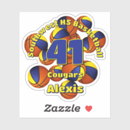 Blaue goldene Mannschaft Farbe Basketball Name Aufkleber