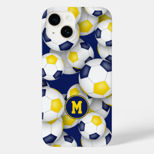 Blaue goldene Mannschaft färbt Mädchenfußballmuste Case-Mate iPhone 14 Hülle