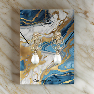 Blaue & goldene Marmor-Halskette-Ohrhänger-Display