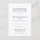 Blaue goldene monogramm-Hochzeitspläne und Zeitpla Begleitkarte (Rückseite)