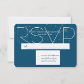 Blaue goldene Nacht unter den Sternen RSVP Karte (Vorderseite)