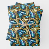 Blaue goldene pauschale Muschel schimmert Muscheln Geschenkpapier Set (Beispiel)