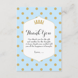 Blaue & goldene Punkte Royal Crown Prince Dankesch Dankeskarte