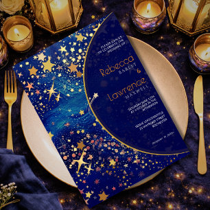 Blaue goldene sternenklare Nacht himmlische zauber Einladung
