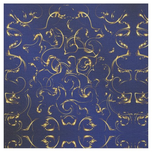 blaue goldene Stoffe, buntes Haus aus Textilien Stoff (Nahaufnahme)