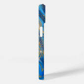 Blaue goldene Swirle-Monogramm Case-Mate iPhone Hülle (Rückseite / Rechts)