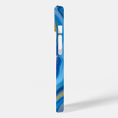Blaue goldene Swirle-Monogramm Case-Mate iPhone Hülle (Rückseite / Links)