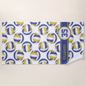 Blaue goldene Volleyballmannschaft farbenfrohe Mäd Strandtuch (Vorderseite)