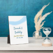 Blaue goldene Wasserfarbenblase und Brunch Bridsh Fotoplatte (Seite)