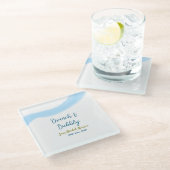 Blaue goldene Wasserfarbenblase und Brunch Bridsh Glasuntersetzer (Schrägansicht)