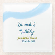 Blaue goldene Wasserfarbenblase und Brunch Bridsh